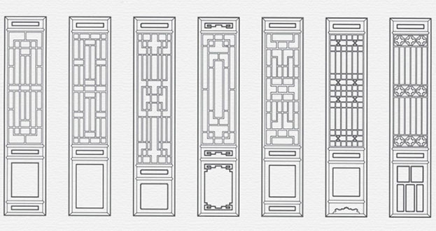 平武常用中式仿古花窗图案隔断设计图